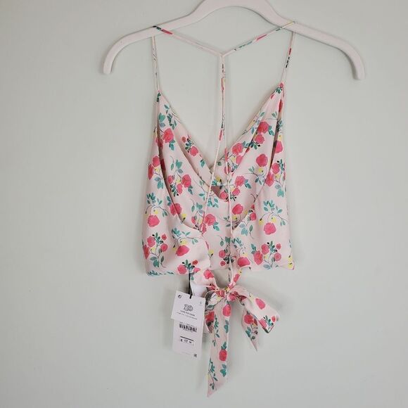 Zara Silky Floral Crop Top Cami Size Medium - Picture 7 of 16